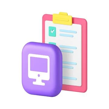 To do list planning efficiency and productivity computer application 3d icon  Stock Illustration