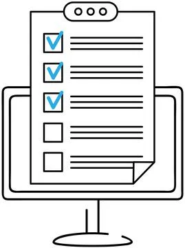 Do to list on presentation tablet, questionnaire. Check mark in form, paper Stock Illustration
