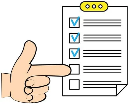 Do to list on presentation tablet, questionnaire. Check mark in form, paper Stock Illustration