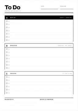 To Do List Priorities Planner Template Stock Illustration