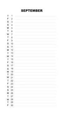 To do list for September 2022, vector. Stock Illustration