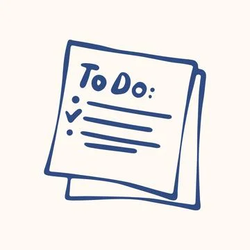 To Do List Sheet with Bullet Points and Check Mark. Hand Drawn Doodle Style.. Stock Illustration