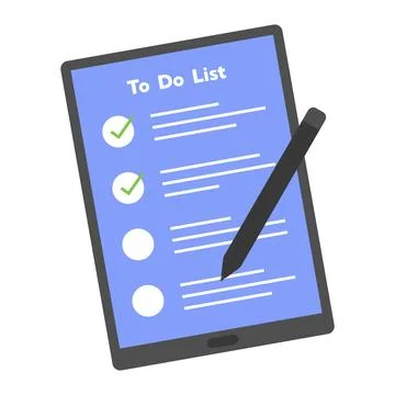 To Do List Tablet Flat Vector Stock Illustration