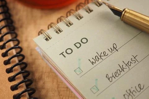 To do list with tasks for morning routine and work Stock Photos