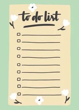 To do list template decorated by cute flower. Cute design of schedule, dail.. Stock Illustration