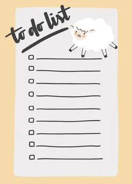 To do list template decorated by cute sheep. Cute design of schedule, daily.. Stock Illustration
