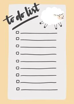 To do list template decorated by cute sheep. Cute design of schedule, daily.. Stock Illustration