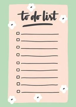 To do list template decorated by cute flower. Cute design of schedule, dail.. Illustrazione stock