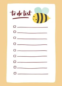 To do list template decorated by cute bee Stock-Illustration