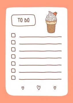 To do list template decorated by ice cream Stock Illustration