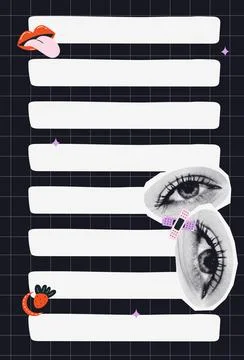 To do list template with halftone collages Stock Illustration