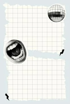 To do list template with halftone collages Stock Illustration