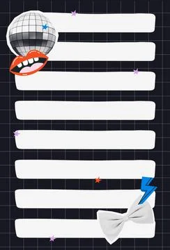 To do list template with halftone collages Stock Illustration