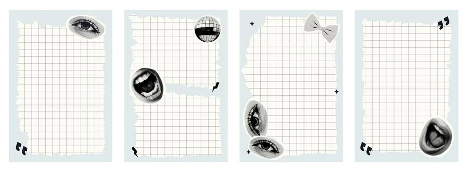 To do list template with halftone collages Stock Illustration