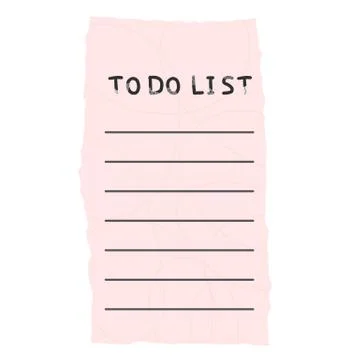 To do list template. Hand drawn reminder blank with copy space for text. Vect Stock Illustration
