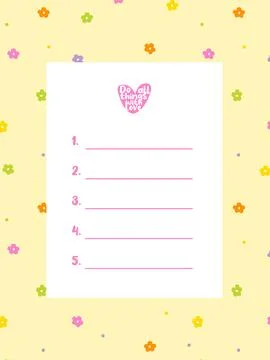 To do, list, template, with love and gratitude. Printable Stock Illustration