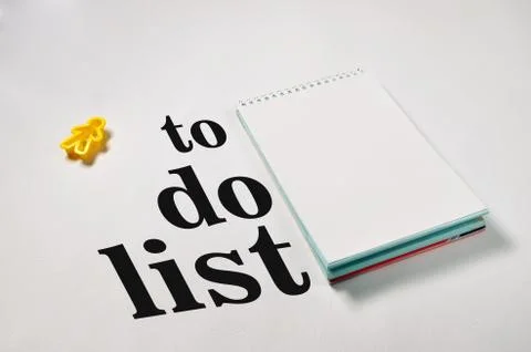 To do list text on notepad with office accessories Stock Photos