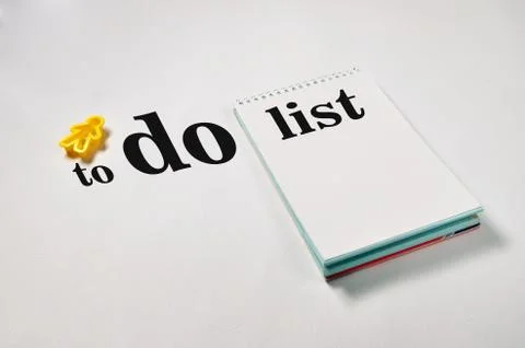 To do list text on notepad with office accessories Stock Photos
