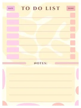 To do list vector template, pastel colors Stock Illustration