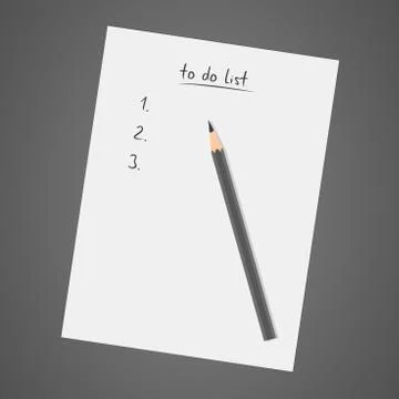 To do list, white notebook with pencil, diary, check list, task list Illustrazione stock