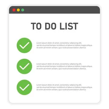 To do list on window browser on white background. Vector illustration. Stock Illustration