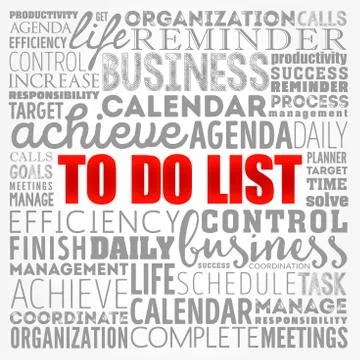 To Do List word cloud collage, business concept background Stock Illustration