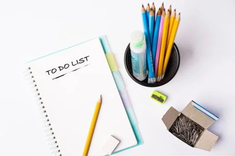 TO DO LIST wordings on a notebook on a table Stock Photos