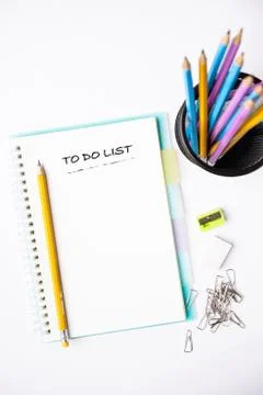 TO DO LIST wordings on a notebook on a table Stock Photos