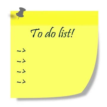 To do list written on yellow post it illustration Stock Illustration