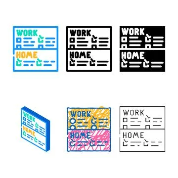 To do lists with clear designs separation of work and life tasks color icon.. 스톡 일러스트