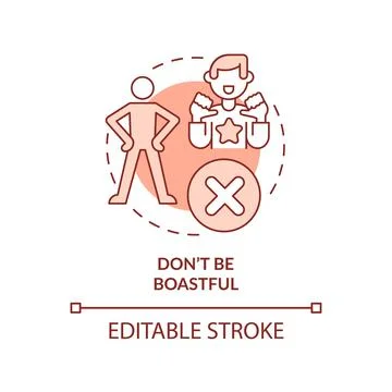 Do not be boastful red concept icon Stock Illustration