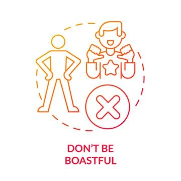Do not be boastful red gradient concept icon Stock Illustration
