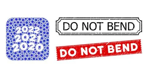 Do Not Bend Grunge Seals with Covid Hole Mosaic 2020 - 2021 Arc Texts Stock Illustration