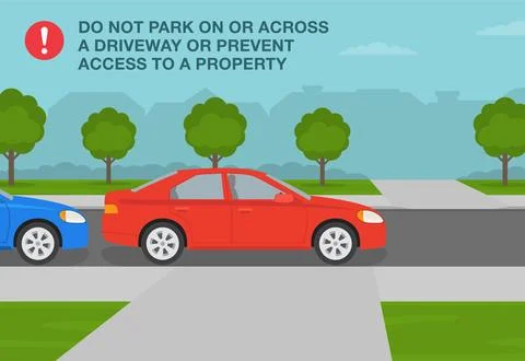 Do not block and park on or across a driveway or prevent access to a property. Illustrazione stock