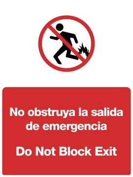 Do Not Block Exit for Construction and Industrial Sites in English and Spanish Stock Illustration