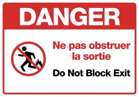 Do Not Block Exit French English Prohibition Signs for Construction Stock Illustration