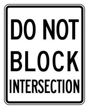 Do not block intersection sign, R10-7, US road sign Illustrazione stock