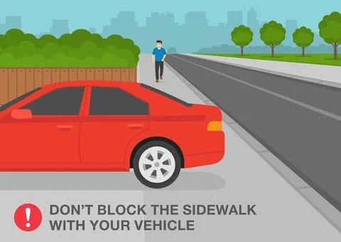 Do not block the sidewalk access with your vehicle. Ilustración de archivo
