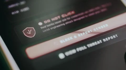 Do not click, social engineering alert, user taps the button labeled Block and Stock Footage 334383648