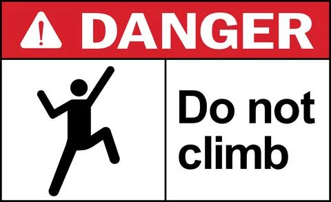 Do not climb danger warning sign. Illustrazione stock