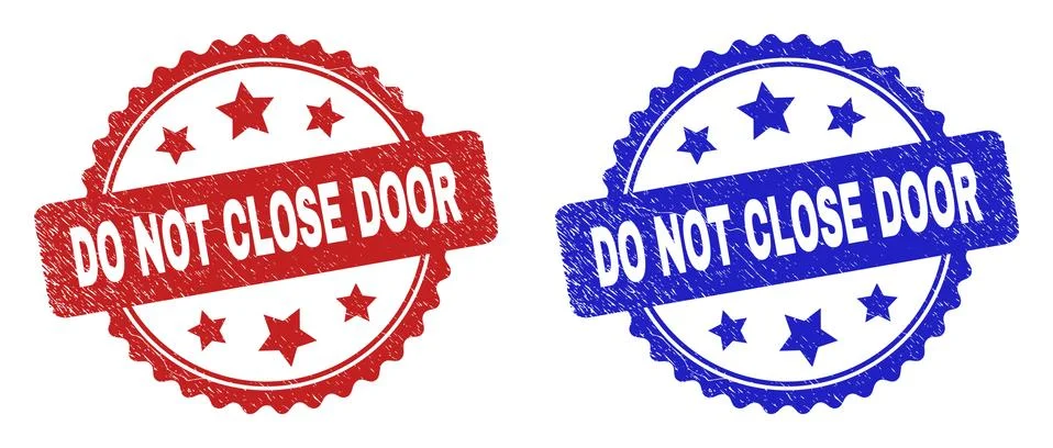 DO NOT CLOSE DOOR Rosette Seals with Rubber Texture 스톡 일러스트
