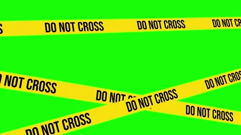 Do Not Cross Barricade 4K Animation, Green Background for Chroma Key Use Video stock 171810410