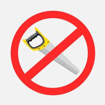Do not cut with saw prohibited sign Stock Illustration