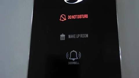 Do not disturb. close-up. the sign is lit in red. electronic plate. a digital Video stock 170493504