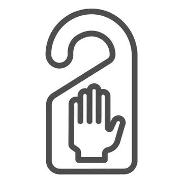 Do not disturb line icon. Warning talker board for door with hand symbol Stock Illustration