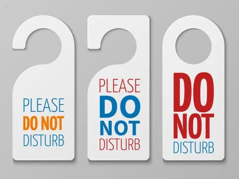 Do not disturb room vector signs. Hotel door hangers collection Illustrazione stock