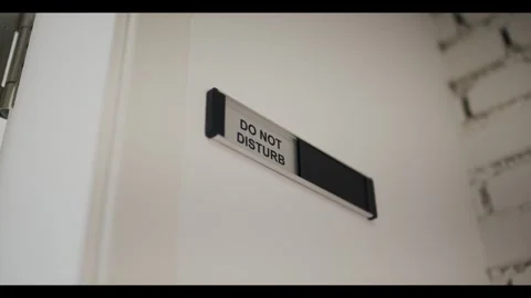 Do Not Disturb Sign on Hotel Room Door, Hospitality Close Up Shot Stock Footage 340298943