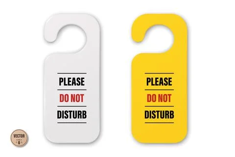 Do Not Disturb Sign, Vector Illustration. 3d Do Not Disturb Door Hanger. Whit Illustrazione stock