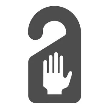 Do not disturb solid icon. Warning talker board for door with hand symbol, glyph Stock Illustration