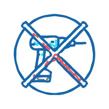 Do not drill assembly furniture icon doodle illustration Stock Illustration